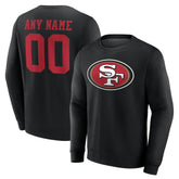 San Francisco 49ers Team Authentic Personalized Name & Number Sweatshirt - Black Sweatshirts