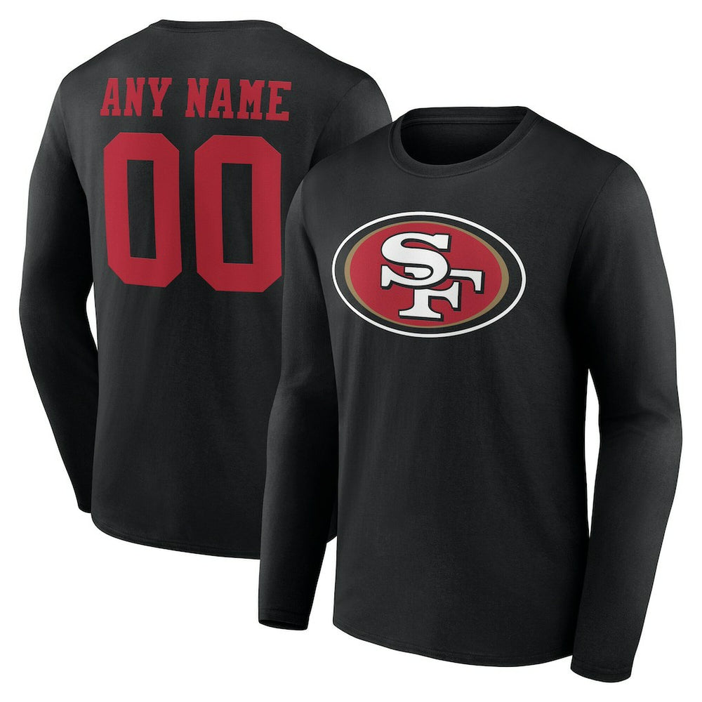 San Francisco 49ers Team Authentic Personalized Name & Number Long Sleeve T-Shirt - Black T-shirts