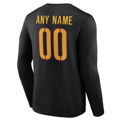 Washington Commanders Team Authentic Personalized Name & Number Long Sleeve T-Shirt - Black T-shirts