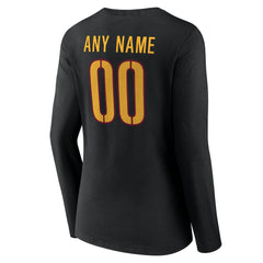 Washington Commanders Women's Team Authentic Personalized Name & Number Long Sleeve V-Neck T-Shirt - Black T-shirts