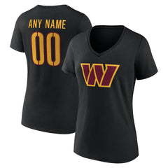 Washington Commanders Women's Team Authentic Personalized Name & Number V-Neck T-Shirt - Black T-shirts