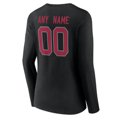 Arizona Cardinals Women's Team Authentic Personalized Name & Number Long Sleeve V-Neck T-Shirt - Black T-shirts
