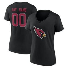 Arizona Cardinals Women's Team Authentic Personalized Name & Number V-Neck T-Shirt - Black T-shirts