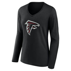 Atlanta Falcons Women's Team Authentic Personalized Name & Number Long Sleeve V-Neck T-Shirt - Black T-shirts