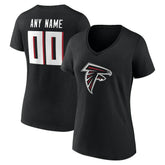 Atlanta Falcons Women's Team Authentic Personalized Name & Number V-Neck T-Shirt - Black T-shirts
