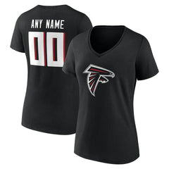 Atlanta Falcons Women's Team Authentic Personalized Name & Number V-Neck T-Shirt - Black T-shirts
