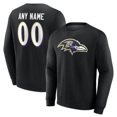 Baltimore Ravens Team Authentic Personalized Name & Number Sweatshirt - Black Sweatshirts