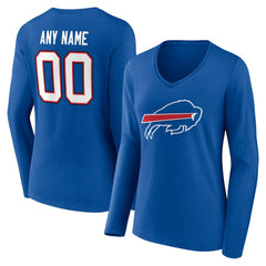 Buffalo Bills Women's Team Authentic Personalized Name & Number Long Sleeve V-Neck T-Shirt - Royal T-shirts