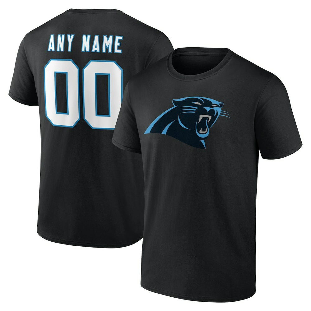 Carolina Panthers Team Authentic Personalized Name & Number T-Shirt - Black T-shirts