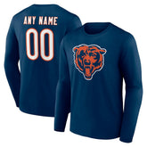 Chicago Bears Team Authentic Personalized Name & Number Long Sleeve T-Shirt - Navy T-shirts