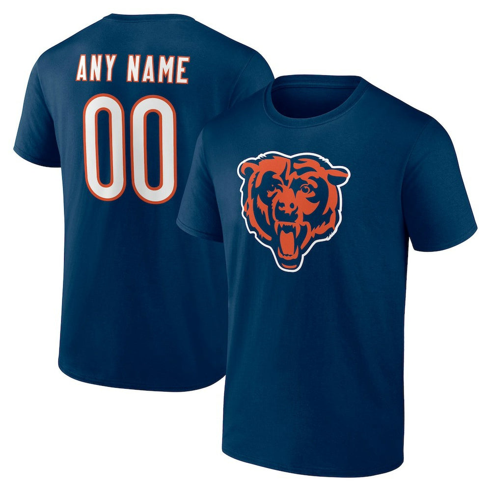 Chicago Bears Team Authentic Personalized Name & Number T-Shirt - Navy T-shirts
