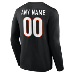 Cincinnati Bengals Team Authentic Personalized Name & Number Long Sleeve T-Shirt - Black T-shirts