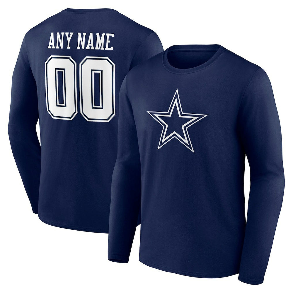 Dallas Cowboys Team Authentic Personalized Name & Number Long Sleeve T-Shirt - Navy T-shirts