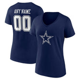 Dallas Cowboys Women's Team Authentic Personalized Name & Number V-Neck T-Shirt - Navy T-shirts