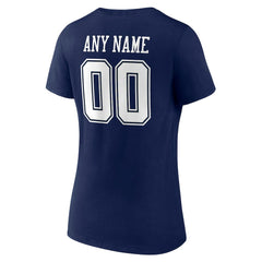 Dallas Cowboys Women's Team Authentic Personalized Name & Number V-Neck T-Shirt - Navy T-shirts