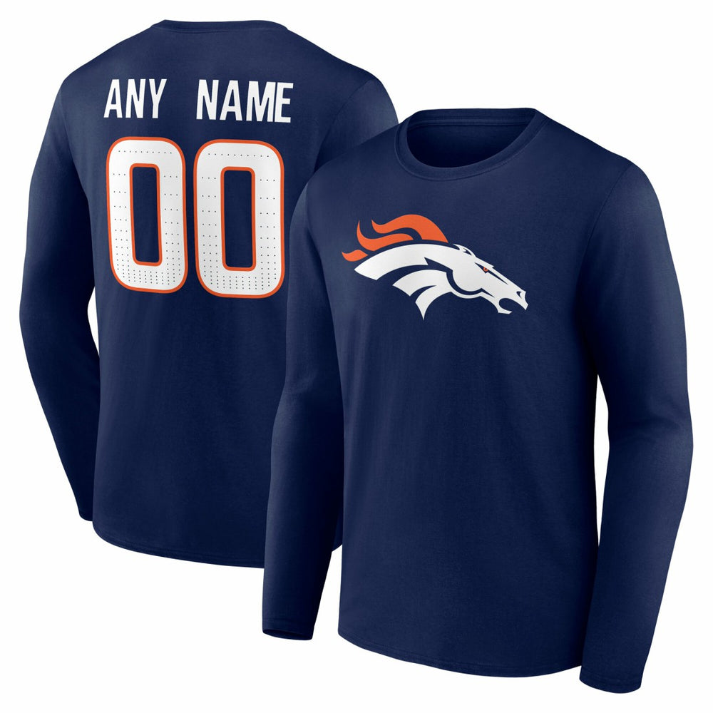 Denver Broncos Team Authentic Personalized Name & Number Long Sleeve T-Shirt - Navy T-shirts