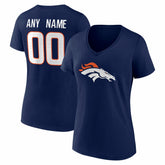 Denver Broncos Women's Team Authentic Personalized Name & Number V-Neck T-Shirt - Navy T-shirts