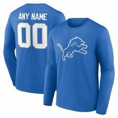 Detroit Lions Team Authentic Personalized Name & Number Long Sleeve T-Shirt - Blue T-shirts