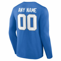 Detroit Lions Team Authentic Personalized Name & Number Long Sleeve T-Shirt - Blue T-shirts
