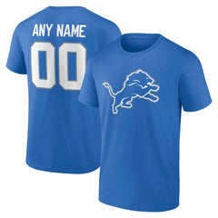 Detroit Lions Team Authentic Personalized Name & Number T-Shirt - Blue T-shirts