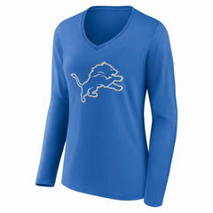 Detroit Lions Women's Team Authentic Personalized Name & Number Long Sleeve V-Neck T-Shirt - Blue T-shirts