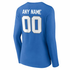 Detroit Lions Women's Team Authentic Personalized Name & Number Long Sleeve V-Neck T-Shirt - Blue T-shirts