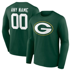 Green Bay Packers Team Authentic Personalized Name & Number Long Sleeve T-Shirt - Green T-shirts
