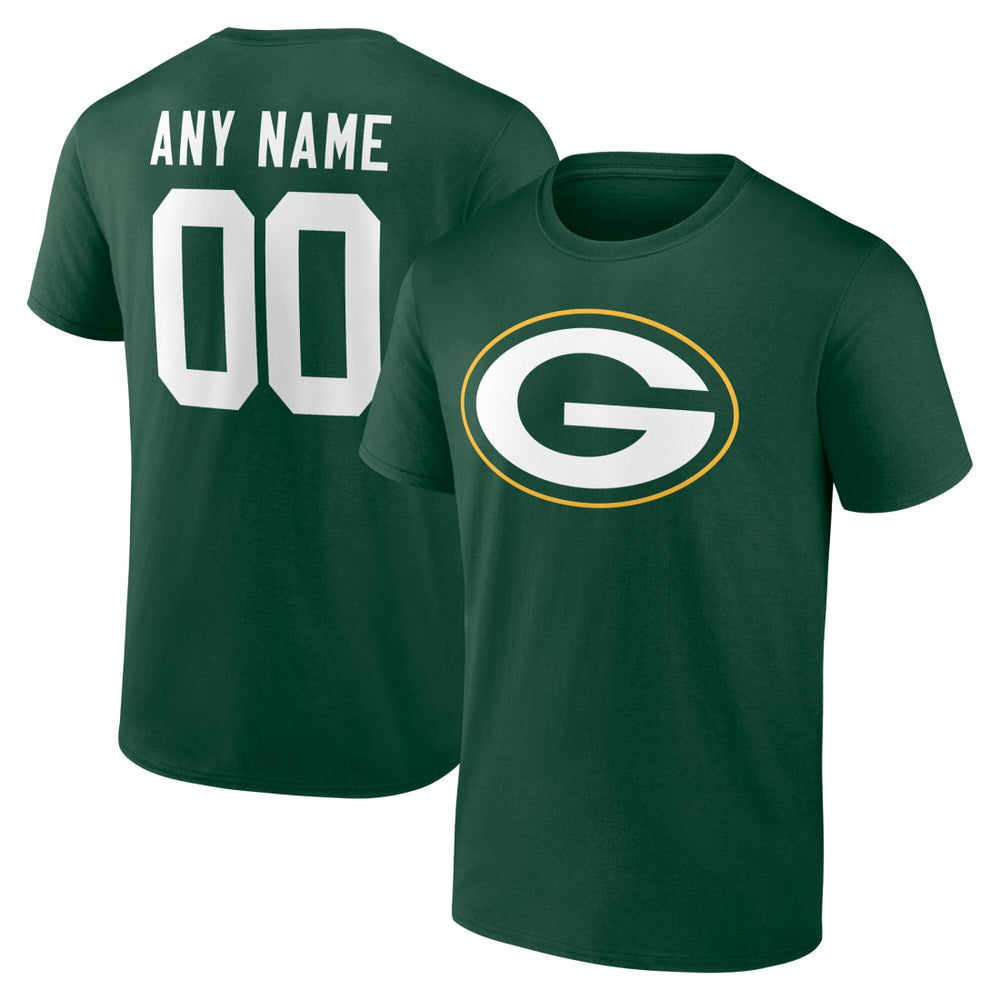 Green Bay Packers Team Authentic Personalized Name & Number T-Shirt - Green T-shirts