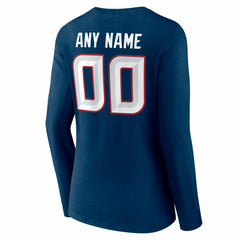 Houston Texans Women's Team Authentic Personalized Name & Number Long Sleeve V-Neck T-Shirt - Navy T-shirts
