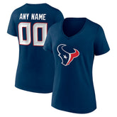 Houston Texans Women's Team Authentic Personalized Name & Number V-Neck T-Shirt - Navy T-shirts