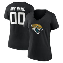 Jacksonville Jaguars Women's Team Authentic Personalized Name & Number V-Neck T-Shirt - Black T-shirts