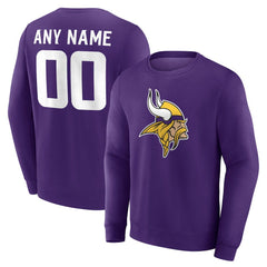 Minnesota Vikings Team Authentic Personalized Name & Number Sweatshirt - Purple Sweatshirts