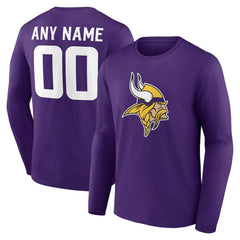 Minnesota Vikings Team Authentic Personalized Name & Number Long Sleeve T-Shirt - Purple T-shirts