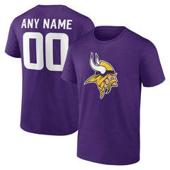Minnesota Vikings Team Authentic Personalized Name & Number T-Shirt - Purple T-shirts