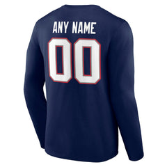 New England Patriots Team Authentic Personalized Name & Number Long Sleeve T-Shirt - Navy T-shirts