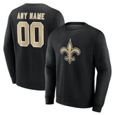 New Orleans Saints Team Authentic Personalized Name & Number Sweatshirt - Black Sweatshirts