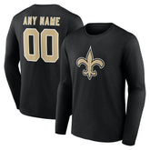 New Orleans Saints Team Authentic Personalized Name & Number Long Sleeve T-Shirt - Black T-shirts
