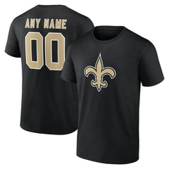New Orleans Saints Team Authentic Personalized Name & Number T-Shirt - Black T-shirts