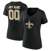 New Orleans Saints Women's Team Authentic Personalized Name & Number V-Neck T-Shirt - Black T-shirts