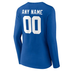 New York Giants Women's Team Authentic Personalized Name & Number Long Sleeve V-Neck T-Shirt - Royal T-shirts
