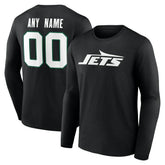 New York Jets Team Authentic Personalized Name & Number Long Sleeve T-Shirt - Black T-shirts