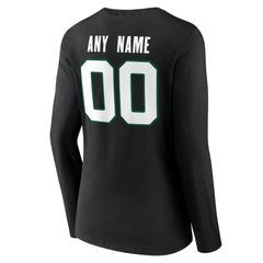 New York Jets Women's Team Authentic Personalized Name & Number Long Sleeve V-Neck T-Shirt - Black T-shirts