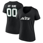 New York Jets Women's Team Authentic Personalized Name & Number V-Neck T-Shirt - Black T-shirts