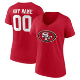 San Francisco 49ers Women's Team Authentic Personalized Name & Number V-Neck T-Shirt - Scarlet T-shirts