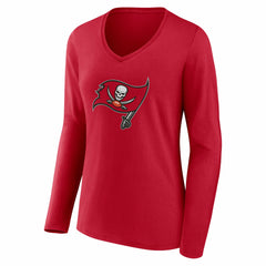 Tampa Bay Buccaneers Women's Team Authentic Personalized Name & Number Long Sleeve V-Neck T-Shirt - Red T-shirts