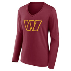 Washington Commanders Women's Team Authentic Personalized Name & Number Long Sleeve V-Neck T-Shirt - Burgundy T-shirts