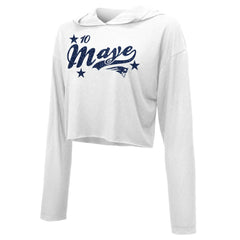 Drake Maye New England Patriots Majestic Threads Women's Glitter Wordmark Hoodie - White Hoodies
