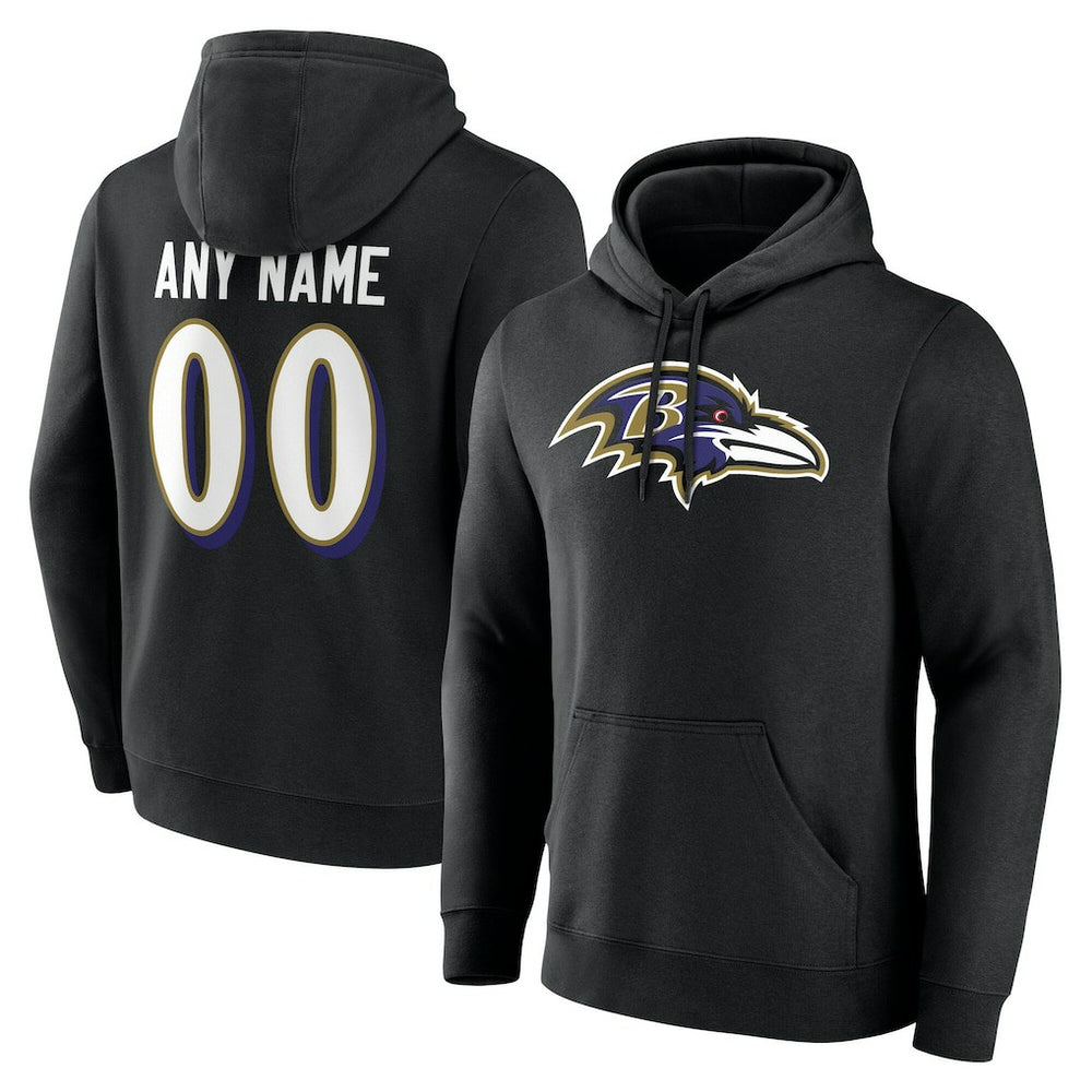 Baltimore Ravens Big & Tall Team Authentic Custom Hoodie - Black Hoodies
