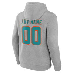 Miami Dolphins Big & Tall Team Authentic Custom Hoodie - Gray Hoodies