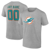 Miami Dolphins Big & Tall Team Authentic Custom T-Shirt - Gray T-shirts